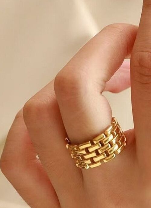 Gold Weave Style Adjustable Ring | LeeKnow – Stray Kids