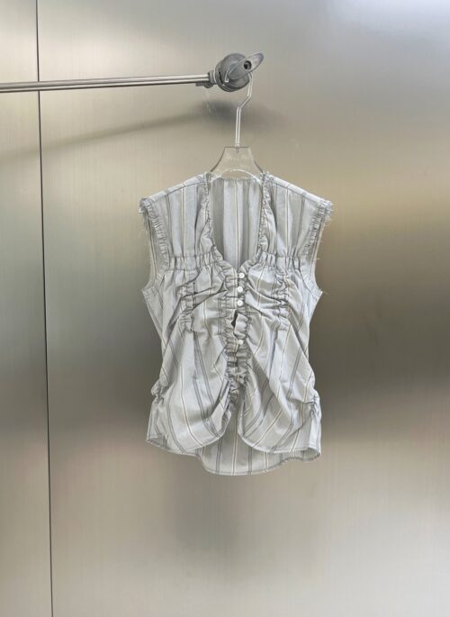 Light Grey Gathered-Front Sleeveless Top | Yujin – IVE