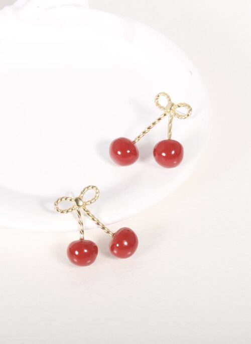 Red And Gold Cherry Drop Earrings | Joy – Red Velvet