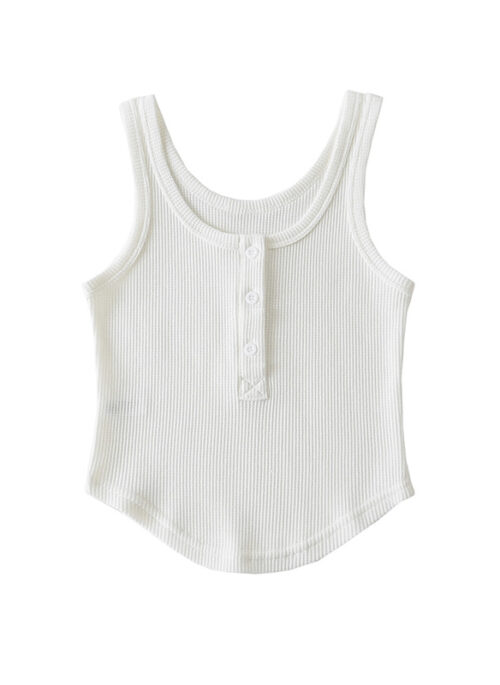 White Scoop Neck Ribbed Tank Top | Yujin – IVE